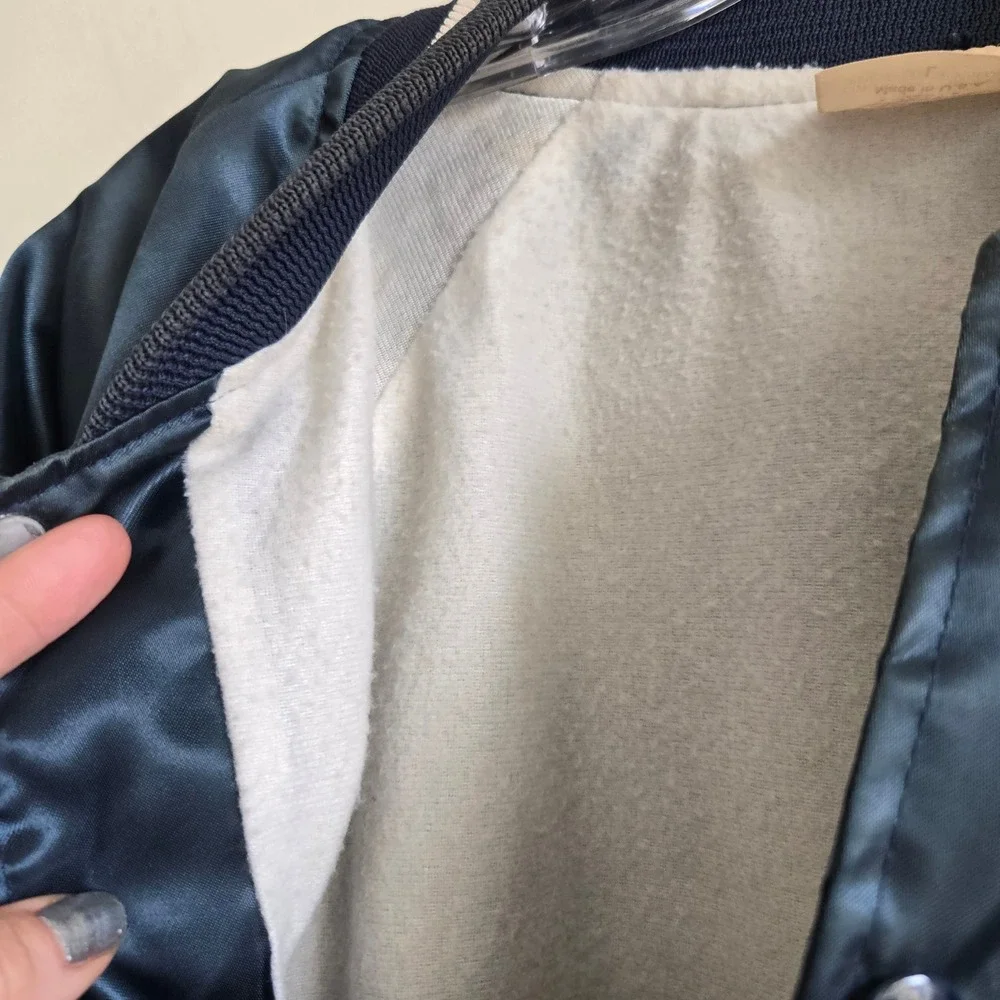 Auburn Sportswear Large Bomber Jacket Mens Navy Blue Fair‎ Vintage Braves Carl